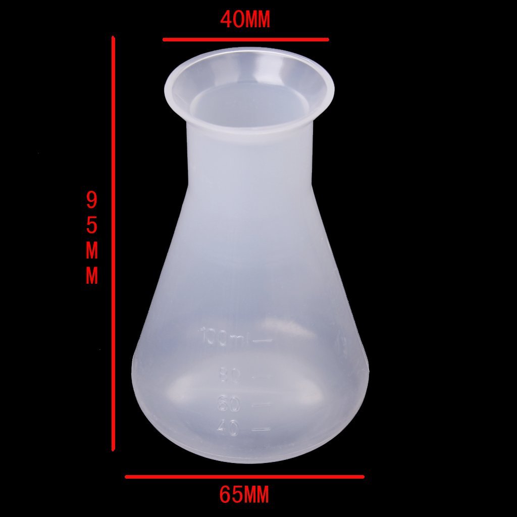 Erlenmeyer flask for Chemistry Laboratory Plastic Transparent - 100ml.