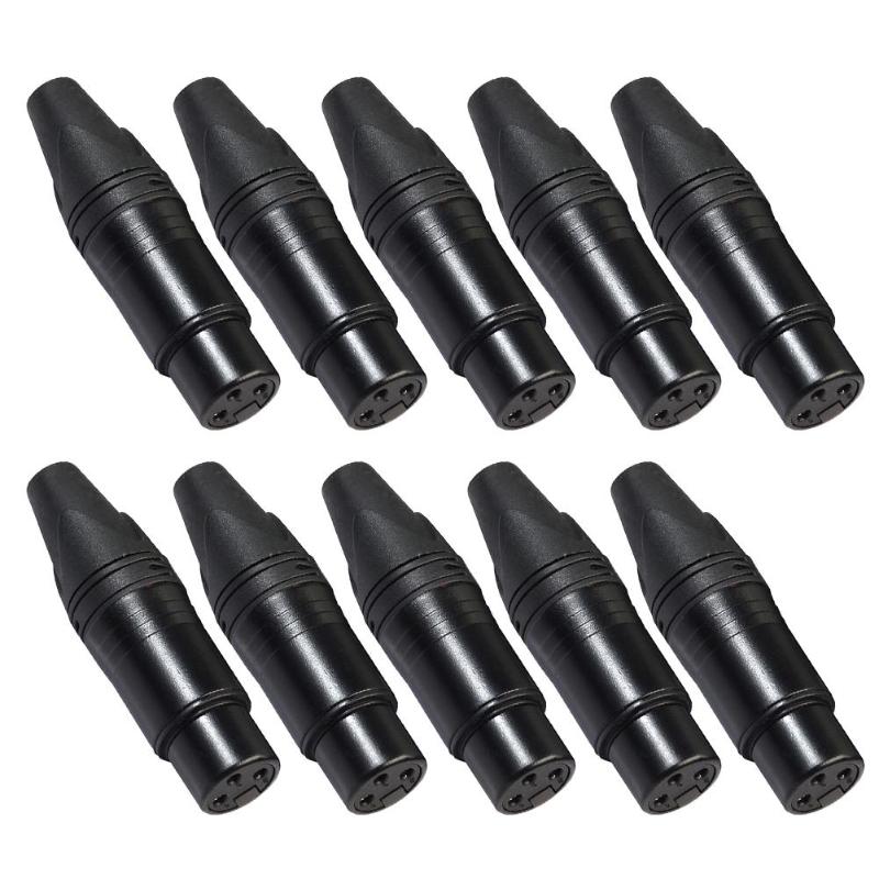 Adaptador de enchufe para soldar, Cable de conector hembra XLR de 3 pines, micrófono DIY, 10 Uds.