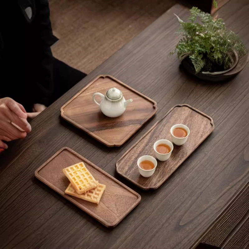 Wooden Tray Home Tea Tray Rectangular Dinner Tray Wooden Snack Fruit Tray Dry Bubble Tray Simple Multi-Function Tray