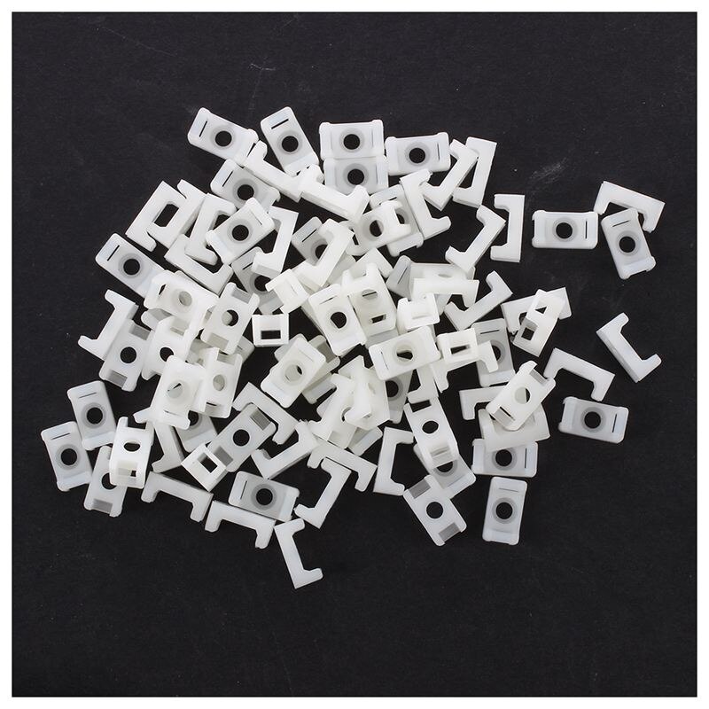 100 Pcs 3mm Width Wire Cable Tie Holder White Plastic Mount
