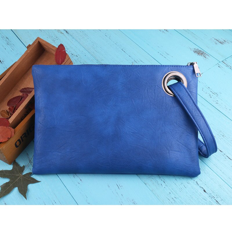 DAUNAVIA bag ladies women's clutch bag leather women envelope bag clutch evening bag female Clutches Handbag: Blue