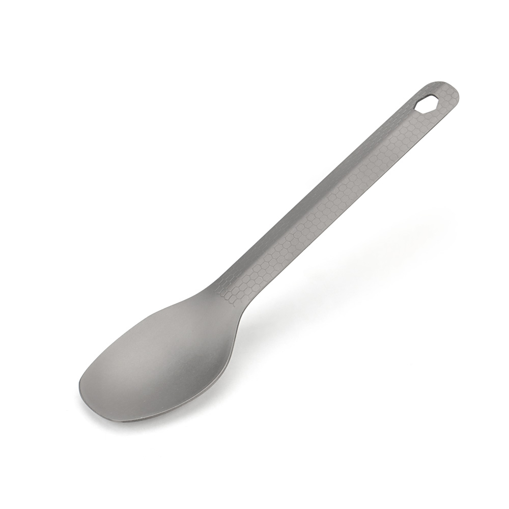 Titanium Legering Lepel Vork Diamant Patroon Picknick Gebruiksvoorwerp Outdoor Camping Food Vork Lepel Reis Tafelgerei: WIT