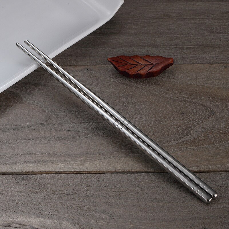 Stainless Steel Square Chopsticks Chinese Stylish Healthy Light Weight Chinese Chopsticks Metal Non-slip Kitchen Gadgets