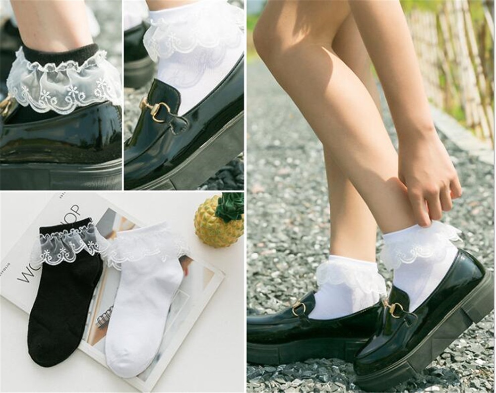 Lolita Japanse Maiden Mooie Vrouw Kant Korte Sokken Meerdere Kleuren Katoen Socking B424