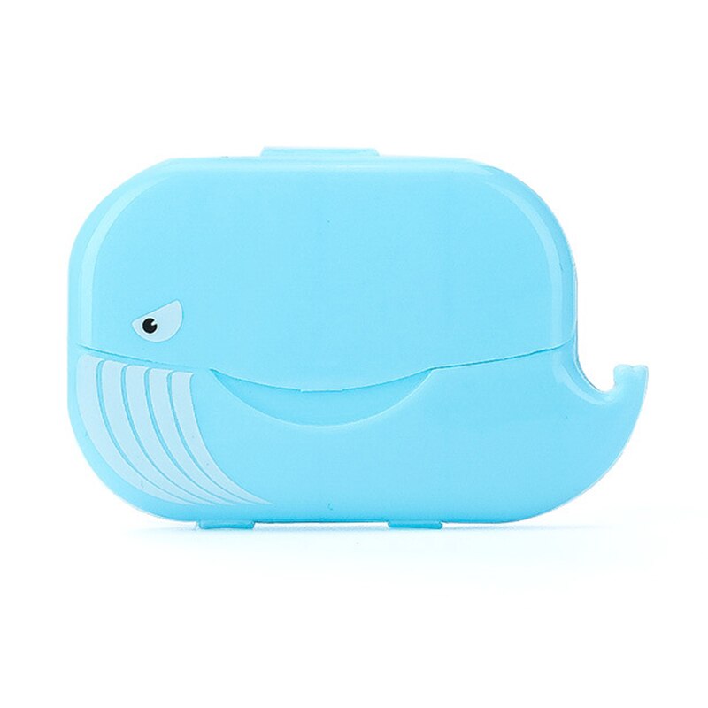 50 Uds. Jabón de ballena portátil de papel desechable mini jabón chips lindo dibujo ballena forma al aire libre mini dispensador de jabón manual de plástico: 02