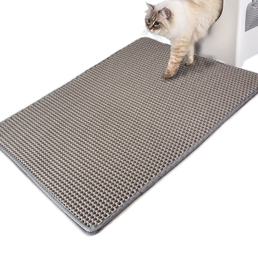 Cat Litter Mat Cat Litter Trapping Mat Honeycomb Double Layer Water Urine Proof Kitty Cat Mat Easy Clean Scatter Control: Gray / XXS 30x30cm