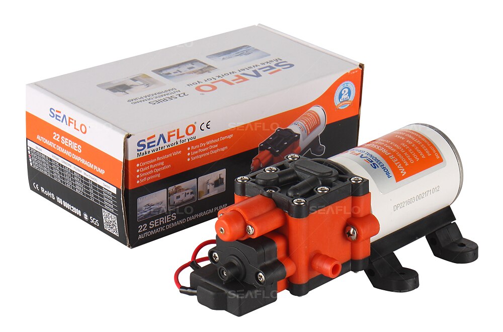Seaflo 12 v dc motor liten högtrycksvattenpump 100 psi 1.3 gpm membranpumpdelar för