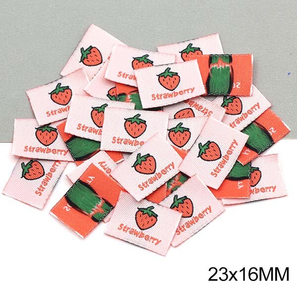 Etiquetas de frutas hechas a mano para ropa de niños, etiqueta de cereza, fresa, limón, hecha a mano, bordada, 50 piezas: 01