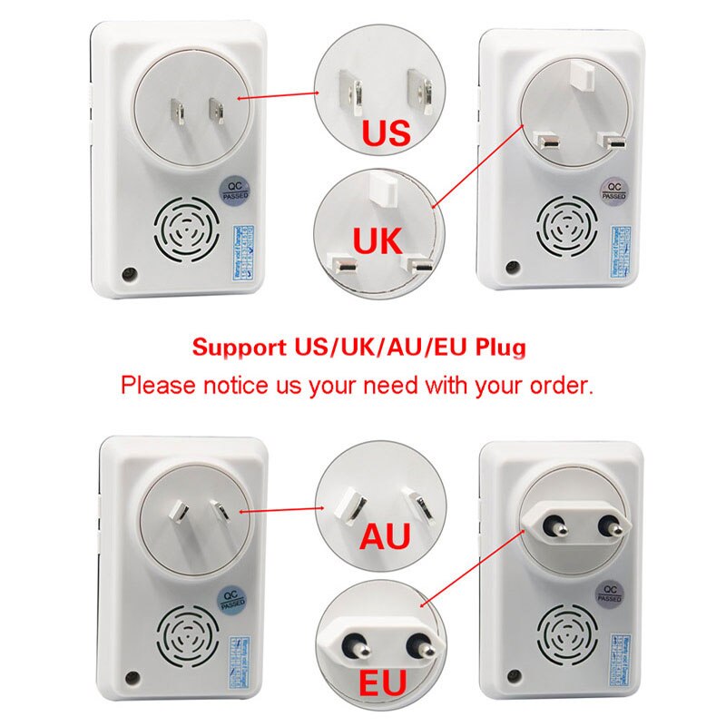 Timbre inalámbrico con 3 transmisores para exterior y 3 receptores de interior, resistente al agua, con 28 tonos de timbre, para UE, EE. UU., AU y Reino Unido,