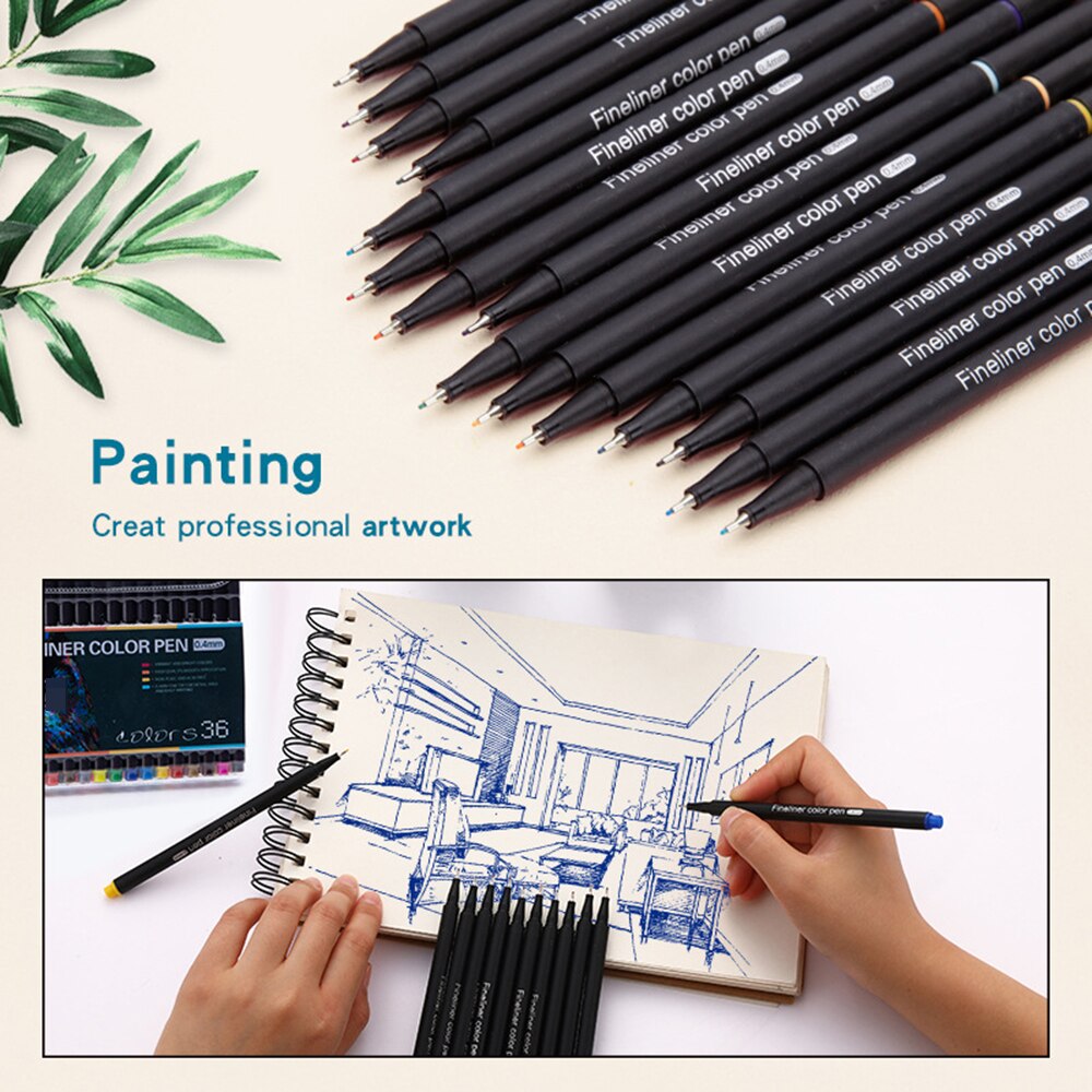 0.4mm Hook Line Pen Large Capacity Sketching Pen For Student Drawing Art Writing Comic Sketch Pen School Supplies