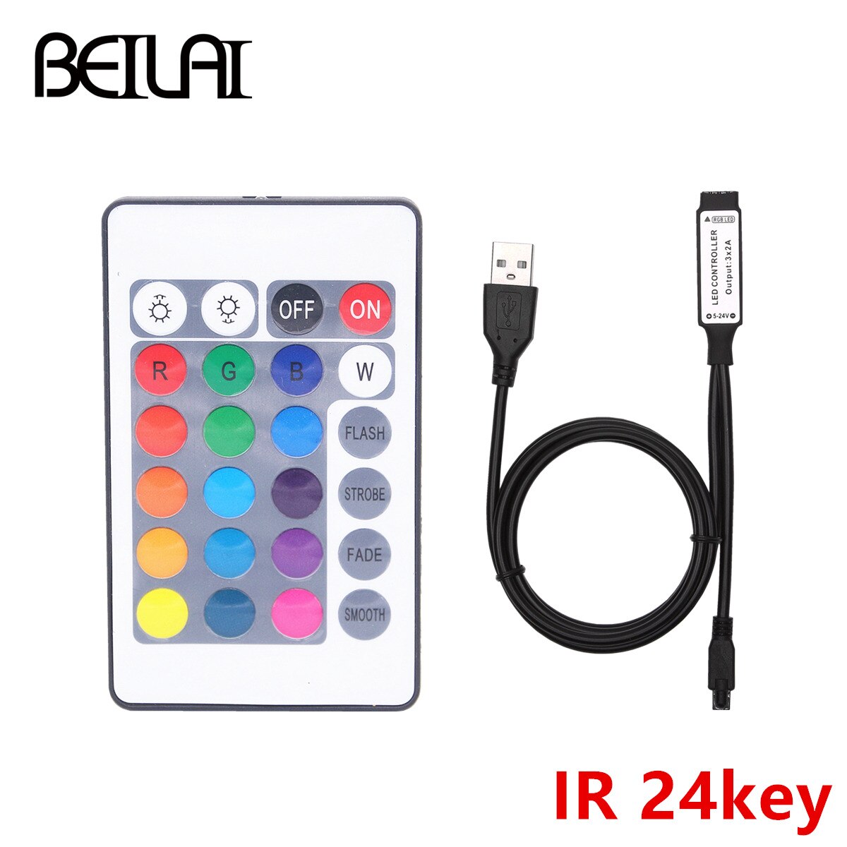 Mando a distancia DC 5V USB controlador RGB LED Mini 3 Llaves regulador/24 teclas IR/17 teclas RF Control remoto inalámbrico USB RGB tira de luz LED