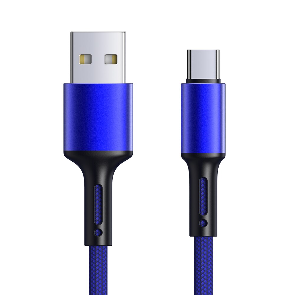 Câble USB de Type C pour recharge rapide et transfert de données, cordon de 2m/3m, compatible avec Samsung A51, A71, Huawei P30 Lite, Mate, Xiaomi Redmi Note 8, 9, 10: Bleu / 1m