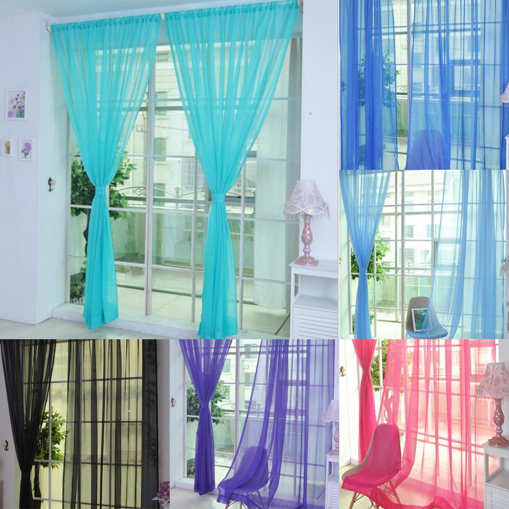 Sheer Curtain Eye-catching Window Drape Smooth Surface Washable Useful Practical Material Tulle Curtain