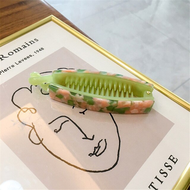Vintage luipaard acetaat haarklemmen bananenklemmen vrouwen draaiende clips haarklemmen haarklemmen haaraccessoires: Perzik