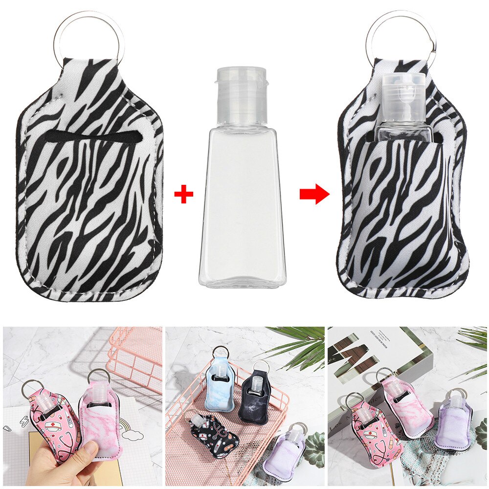 1PC 30ml Empty Hand Sanitizer Bottle Mini Portable Travel Silicone Disinfect Gel Bottles Refillable Bottles with Keychain Ring