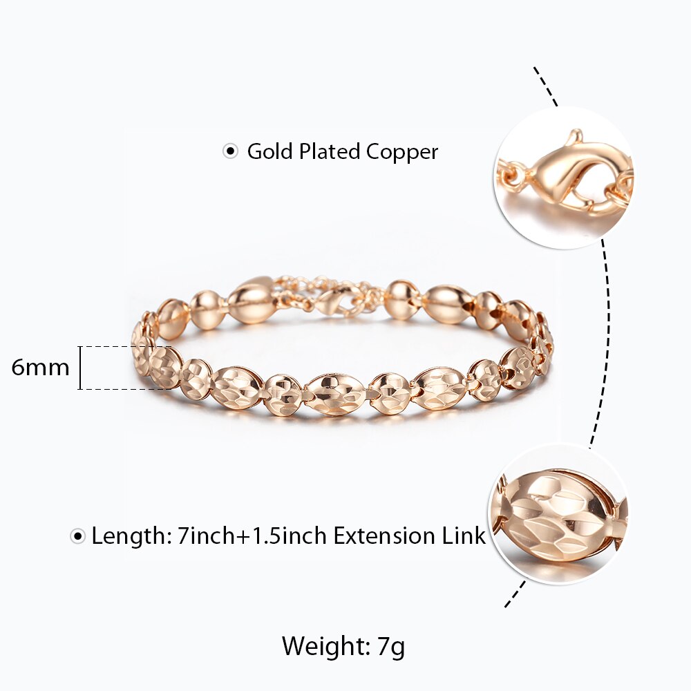 585 Rose Gold Bracelet Bangle for Women Cut Out Carved Flower Heart Oval Wristband Jewelry Party Jewelry LCBM04