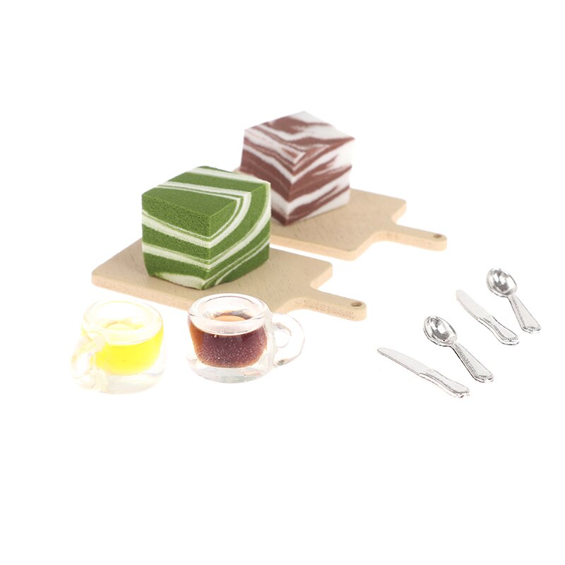 1:12 Dollhouse Miniatuur Lade Mousse Cake Set Craft Diy Keuken Voedsel Accessoires Nep Miniatuur