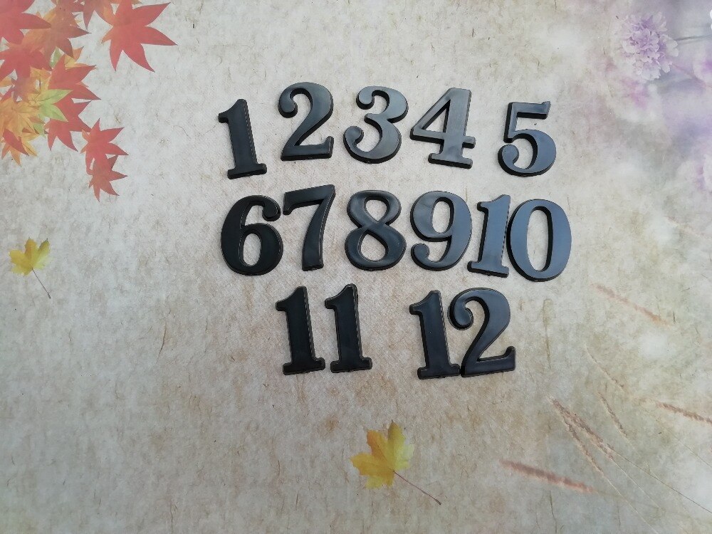 2Sets 2.5cm Plastic BLACK Quartz Clock Numbers Arabic numbers Clock Accessories DIY