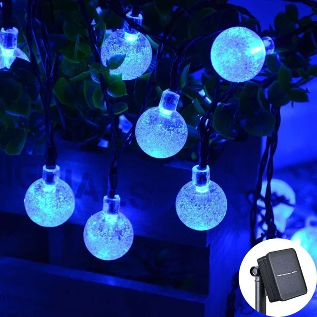 Solar Crystal Globe LED String Lights LED Solar Outdoor Light IP65 Fairy Light Wedding Garland for Garden Party Decor: green / 16-20W