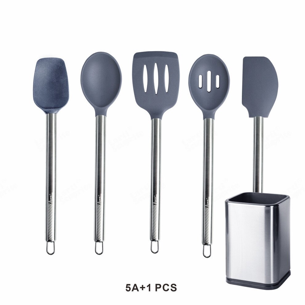 Silikon Küche Utensil einstellen nicht Stock geschirr Spatel Schaufel Löffel Dreher Kochen Werkzeug Wärme Beständig Cookwear Zubehör: Silber