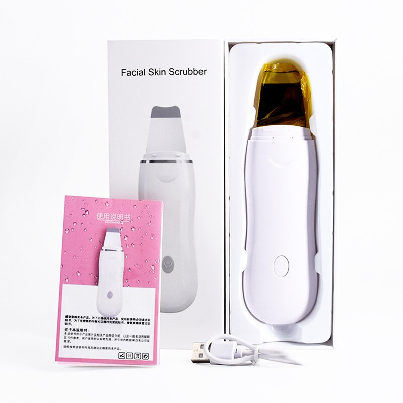 Ultrasonic Skin Scrubber Vibration Deep Face Cleaning Machine Peeling Shovel Facial Pore Cleaner Ion Skin Scraper Face Scruuber