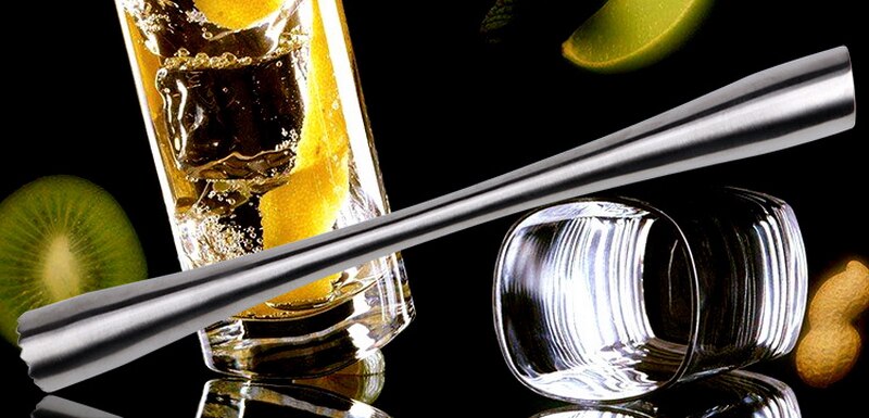 plus Acero inoxidable largo cóctel camarero paleta herramienta de barra trituradora de hielo agitar mufla Caipirinha Pestles