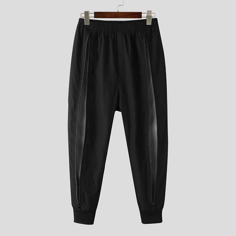 Heren joggingbroeken joggingbroeken ritsen bodybuilding patchwork casual broeken elastische taille streetwear trainingsbroeken incerun s -5xl: Ik / Zwart
