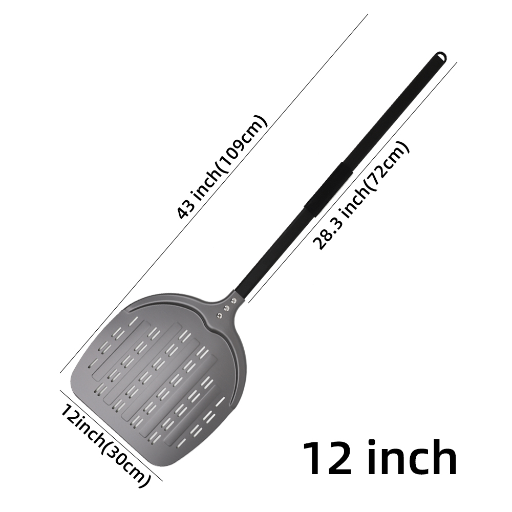 12 13 14 Inch Pizza Schil Lange Steel Draaien Aluminium Pizza Turner Anti-aanbak Bakken Tool Geperforeerde Peddel Keuken accessoire