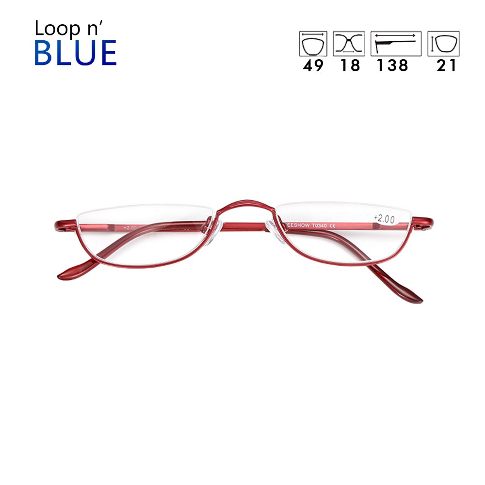Edelstahl Lesebrille Mann Presbyopie Halb Rand Männer Gläser lentes de lectura mujer + 1,25 + 1,75 + 2,25 + 3,5 340: + 125 / rot