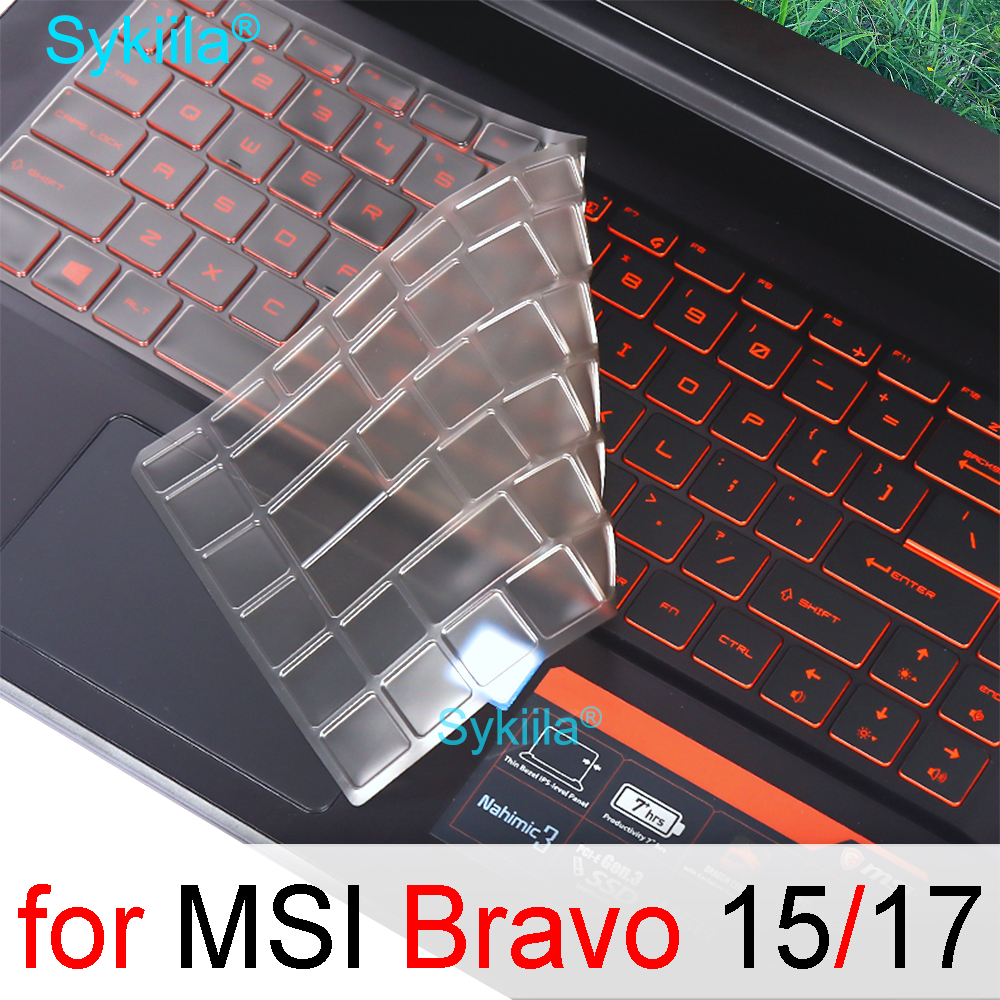 coperchio per tastiera per MSI Bravo 15 Bravo 17 A4DDR Custodia protettiva in silicone TPU 15.6 17.3 Accessori per computer portatile da gioco Nero trasparente