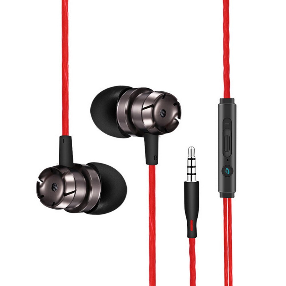 In-Ear Avondmaal Bass Metalen Oordopjes Oortelefoon Hoofdtelefoon Microfoon 3.5Mm Verbeterde Turbo Draad Controle Met Tarwe Oordopjes: Rood