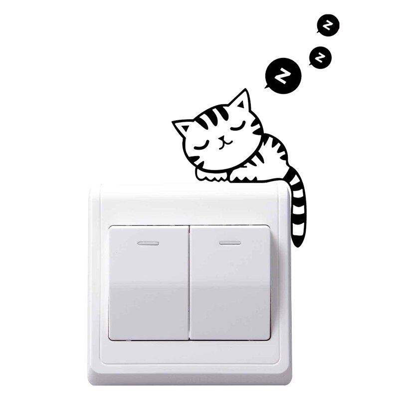 Mooie Kat Lichtschakelaar Muurstickers Voor Kinderen Kamers Diy Home Decoratie Cartoon Dieren Pvc Muurstickers Muurschilderingen Muur papier