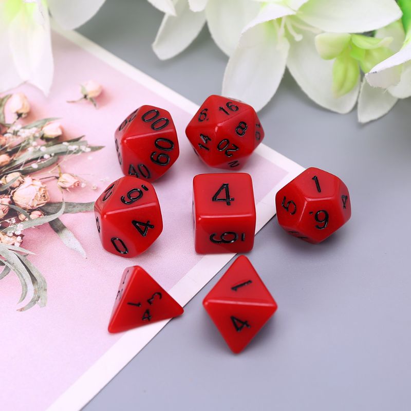 7 Pcs Acrylic Red Dice Black Points D4 D6 D8 D10 D12 D20 KTV Bar Nightclub Entertainment Tools Adult Toys N30 20
