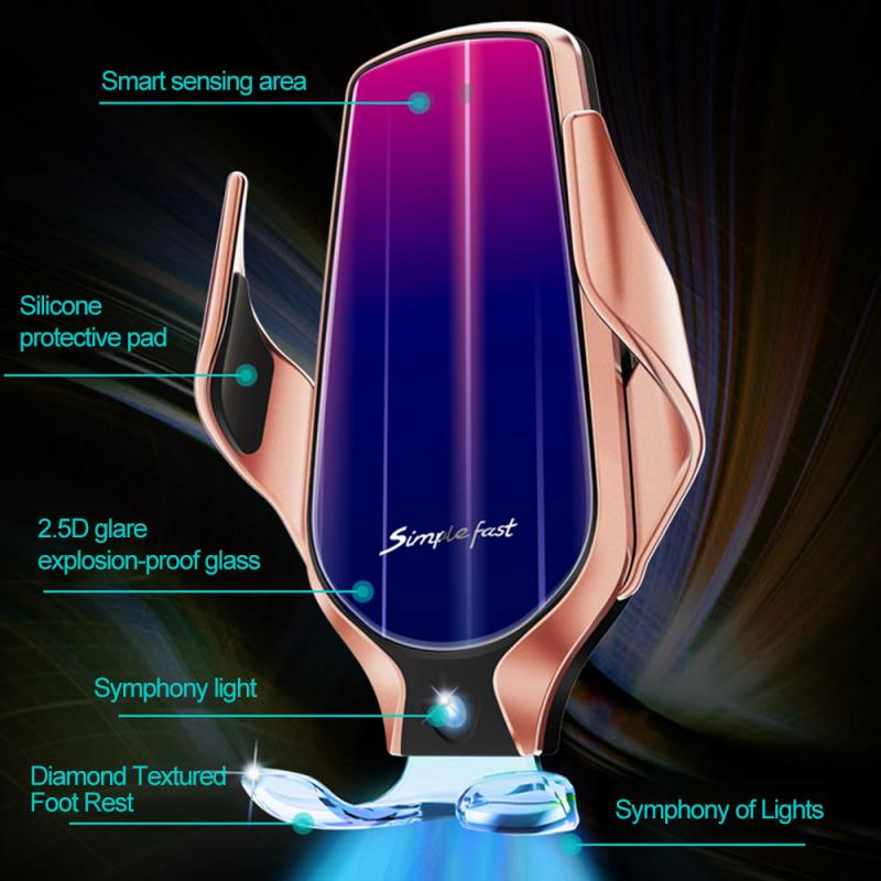 Capteur intelligent pour téléphone | Chargeur sans fil rapide, support de charge sans fil pour voiture, rotation de 360 degrés 10W, accessoires d'intérieur simples et rapides