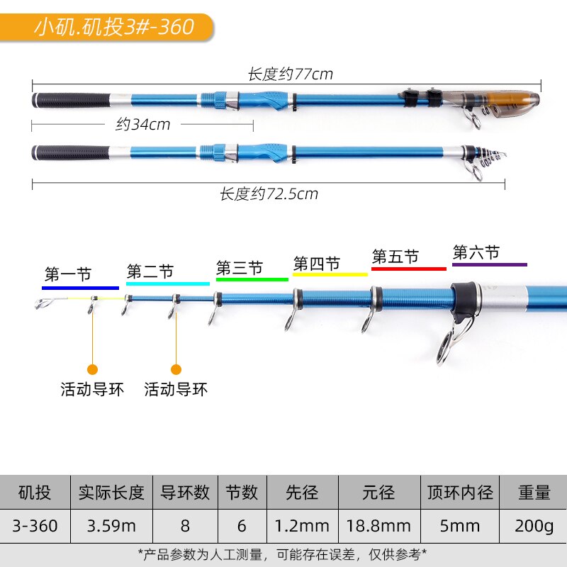 Carbon ISO Rod Boat ISO Rod 3# 2.70M/3.0M/3.6M/3.9M Carbon Solid Tip Rock Telescopic Rod: ISO 3-3.6M