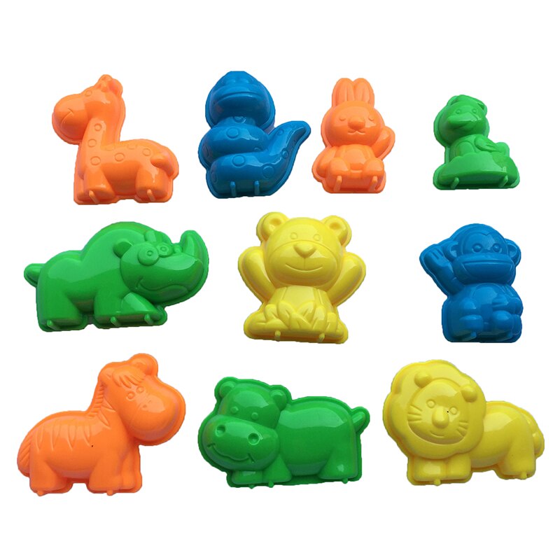 10 Stks/set Dieren Klei Zand Strand Speelgoed Voor Kids Kinderen Diy Piramide Mold Building Model Fun Zoo Outdoor Speelgoed zomer