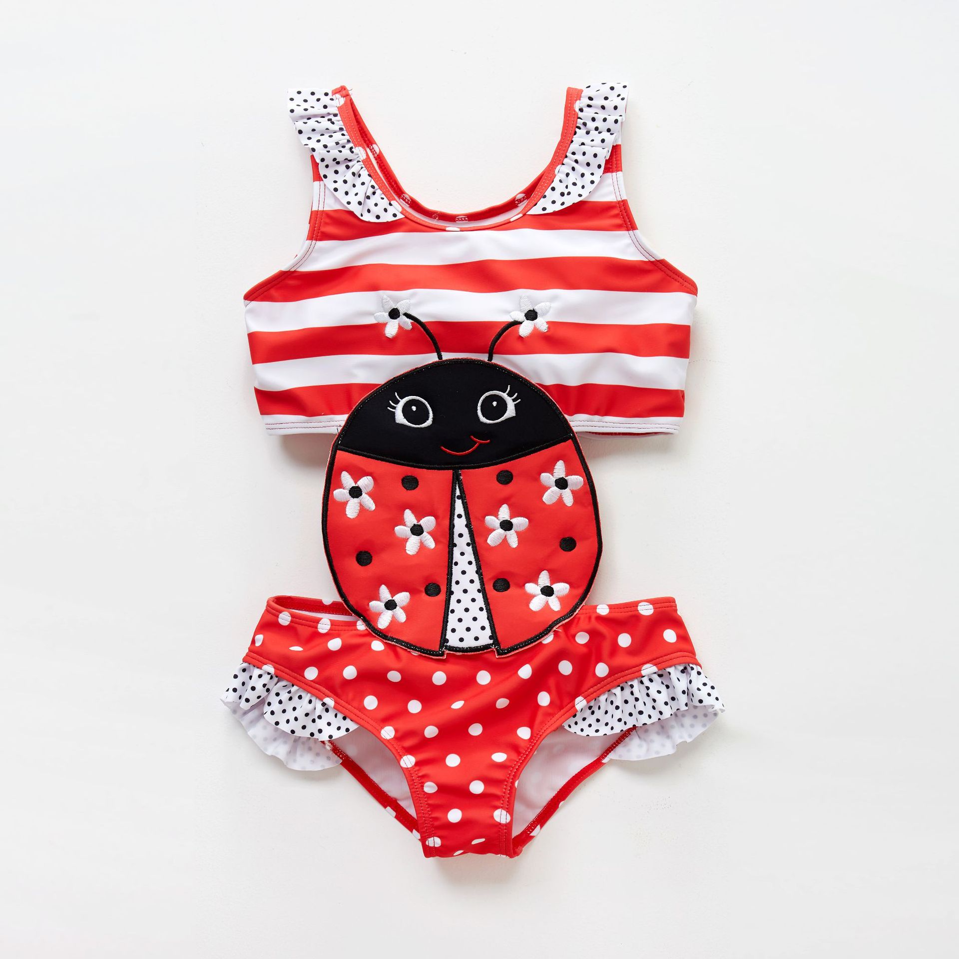 Summer Baby Swimwear Cute Cartoon Lowl Bikinis For Girls One Piece Swimsuit Child Baby Kids Girl Bebes Bathing Suit: 3T