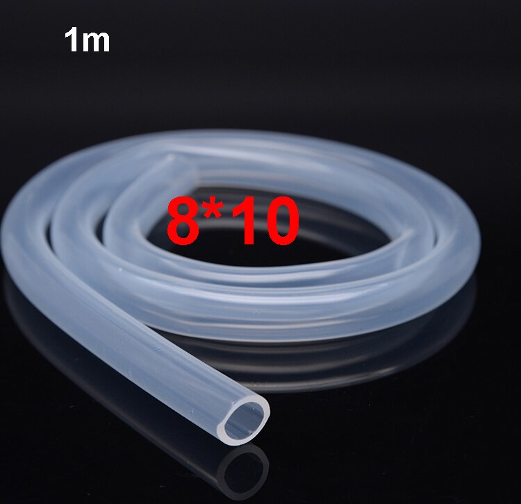 Mangueira resistente de alta temperatura 4/6/8/10/12mm id * od 1m tubo de silicone transparente silicone borracha unscented produto comestível: 8x10