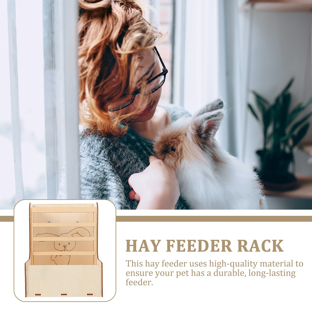 2pcs Small Animal Feeder Cage Feeding Tool Wooden Food Feeder Rabbit Hay Feeder Hamster Pet Cage Rabbit