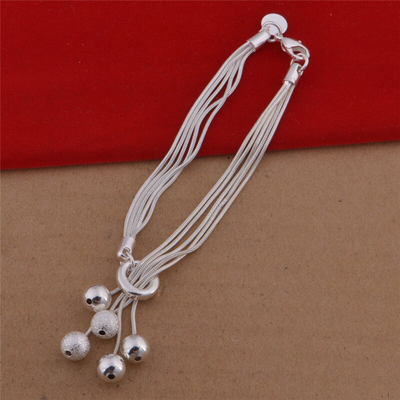 Zrhua atacado 925 prata esterlina pulseira com borla bola pingente 2018 nova moda pulseiras jóias para presentes de natal feminino