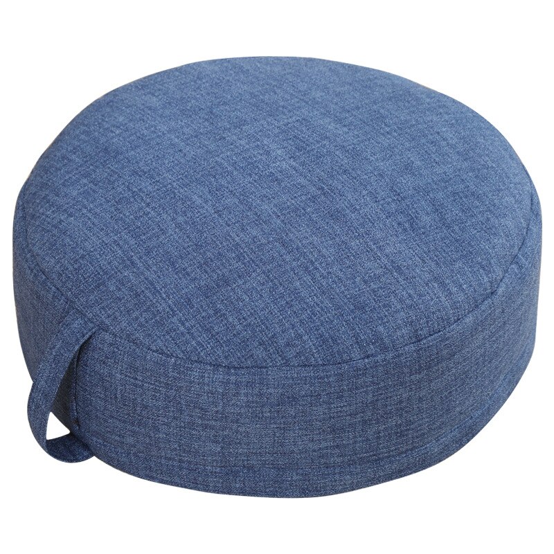 Coussin de siège rond Tatami lavable , épais, Futon, pour Table à thé, balcon, salon, baie vitrée: blue 40x40x14cm