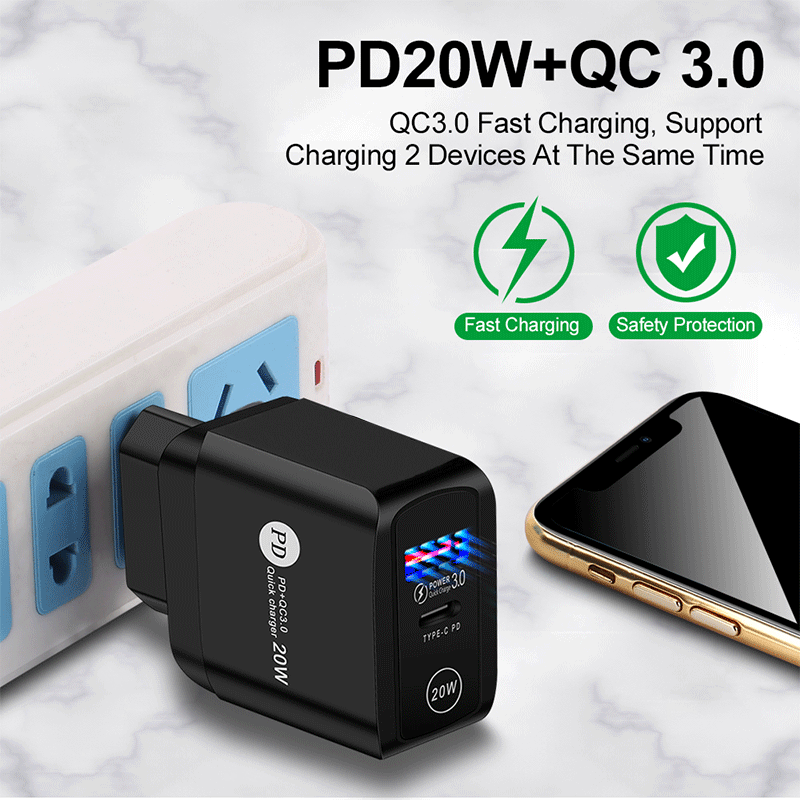 Charge rapide d'origine Apple 20W QC 3.0 PD pour Apple iPhone 12 11 Pro Max Xiaomi Samsung Usb Type C chargeur rapide adaptateur de chargeur de téléphone de voyage