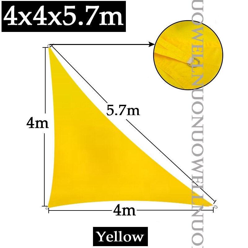 Beautiful Yellow Color Sunshade Sail Garden Patio Waterproof Awning Outdoor Camping Tent Cloth Swimming Pool Triangle Shade Sail: 4x4x5.7m