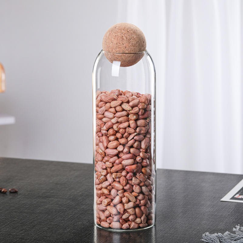 Kitchen Clear See-through Cork Glass Bottle Storage Sealing Jar Food Candy Coffee Bean Jar: 1600ml