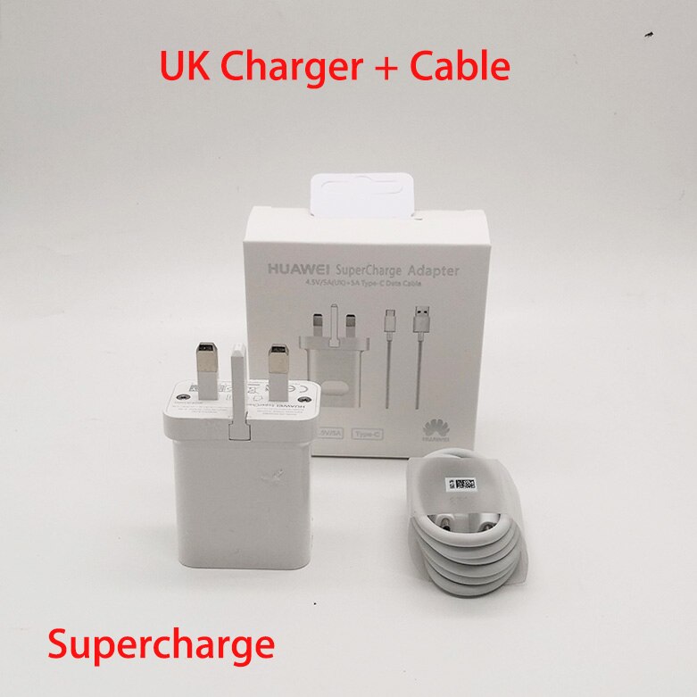 Originele Supercharge Oplader Voor Huawei P20 P10 Pro Plus Mate 9 10 20 Mobiele Telefoon Oplader Honor 10 Note10 5A super Charge Eu: UK Charger and Cable