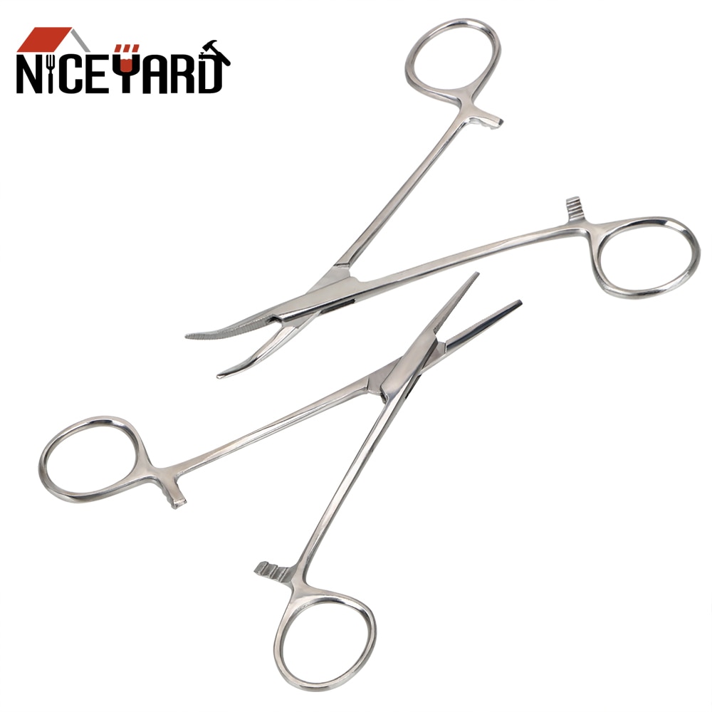 NICEYARD Hemostatic Forceps Fishing Locking Pliers Epilation Tools Curved/Straight Pet Hair Clamp 12.5cm Hand Tool