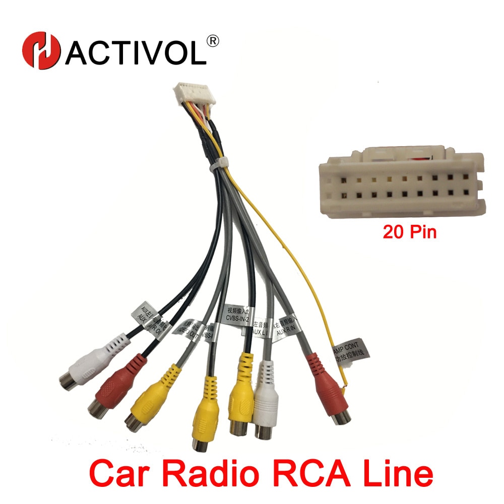 HACTIVOL 20 Pin Plug Auto Stereo Radio RCA Uitgang AUX Kabelboom Bedrading Connector Adapter subwoofer USB, CAMERA, GPS Antenne