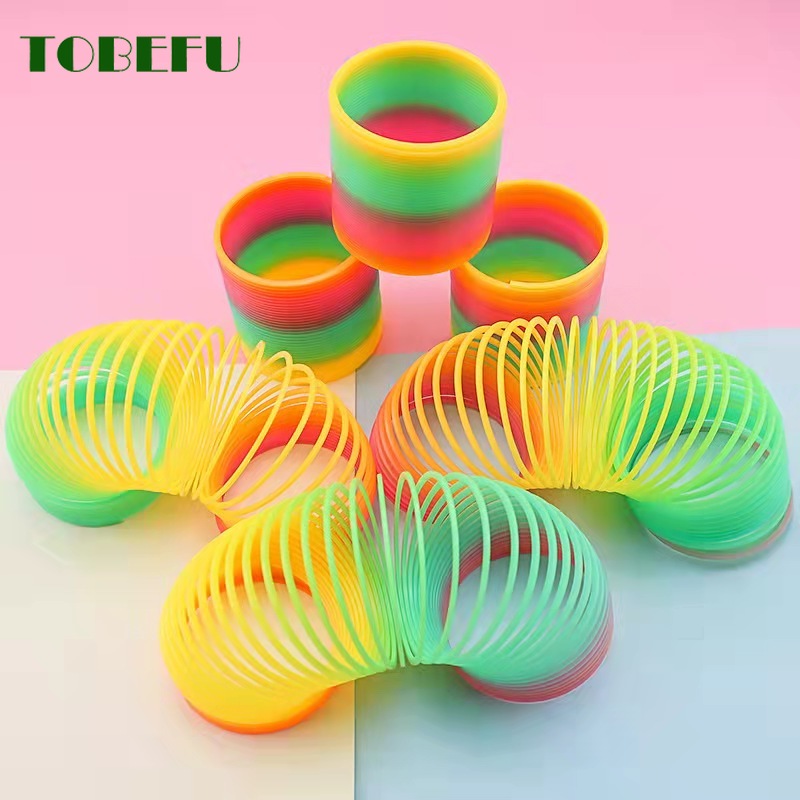 Tobefu 1Pc Rainbow Cirkel Grappig Speelgoed Early Development Educatief Folding Plastic Spring Coil Kinderen Magical Speelgoed