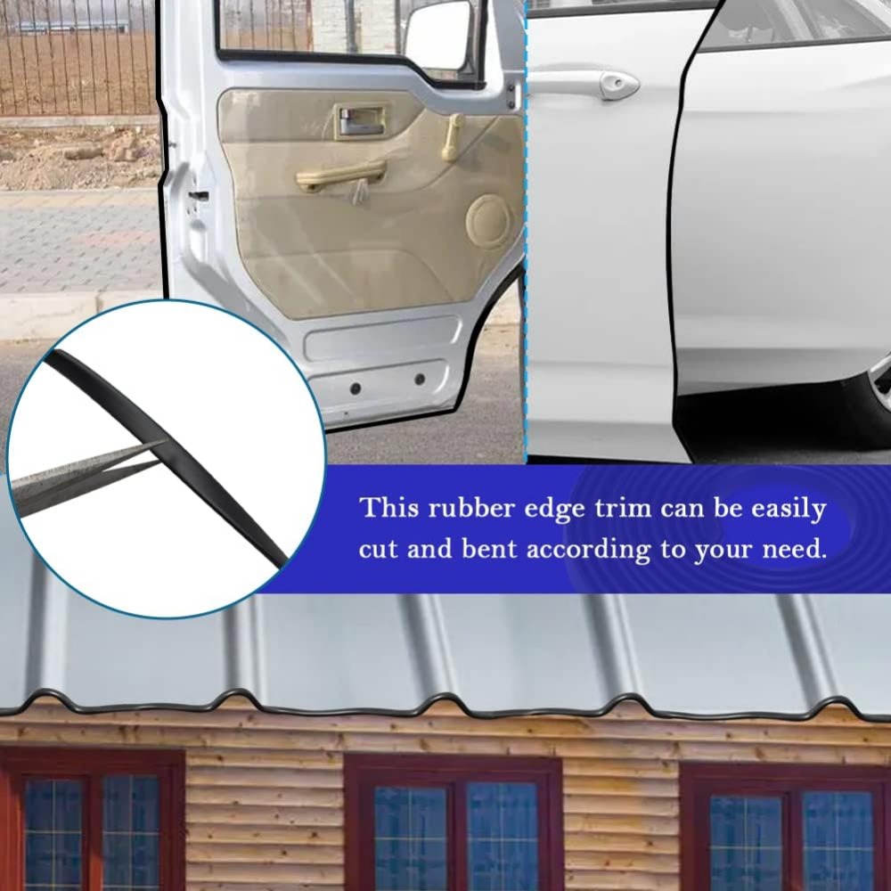U Channel Seal Strip Rubber 5M Length Black Protector Edge Sealing Rubber Edge Trim U for Car Doors, Glass, Metal Panel