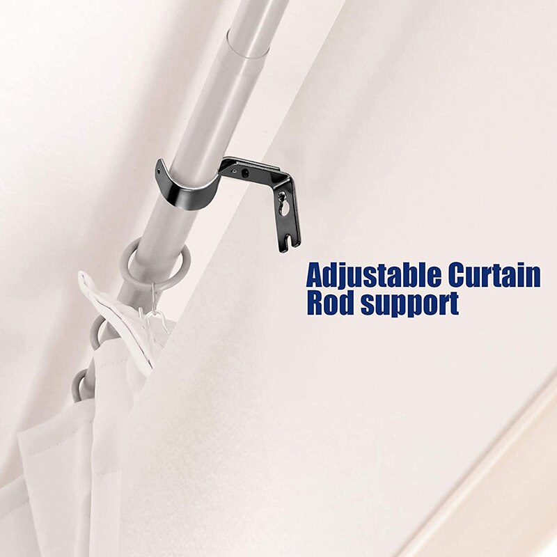 6 Pieces Curtain Rod Brackets General Adjustable Curtain Brackets Valance Support Holders Curtain Rod Holder Wall Hooks